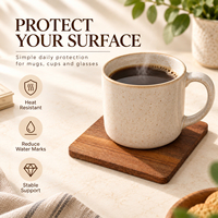 Sous-verres carrés en bois d'acacia, grain naturel rayé, pour tasses à café, verres, boissons chaudes ou froides, protection de table à la maison