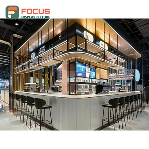 Integrated Coffee Display Rack Syrup Bottle Shelf White Oak Cafe Merchandise Display Rack - Product Image 2