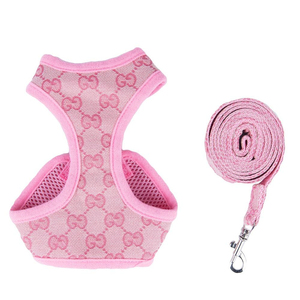 Harnais et laisse pour animaux de compagnie en polyester à carreaux réglables anti-étranglement de luxe pour chiens et chats - Product Image 6