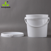 Seau en plastique transparent recyclable Innopack 4L avec couvercle et poignée, couleur personnalisée, impression IML, certifié ISO, échantillon gratuit pour peinture et crème glacée