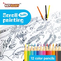 Rouleau géant de coloriage pour enfants 3M, papier à dessin à motifs non répétitifs, ensemble de toile à colorier avec 12 crayons de couleur, peinture DIY, art
