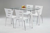 Ensemble de salle à manger élégant et durable avec table rectangulaire et chaises carrées K/D, design à trous droits, en bois moderne pour cuisine et maison
