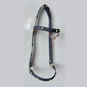 สายคาดหน้าผากม้าหนังแท้ FHS สีดำ ประดับคริสตัล พร้อมหัวเข็มขัดแบบ Snaffle สำหรับขี่ม้า สีพื้น อุปกรณ์เสริมสำหรับกีฬาขี่ม้า - Product Image 1