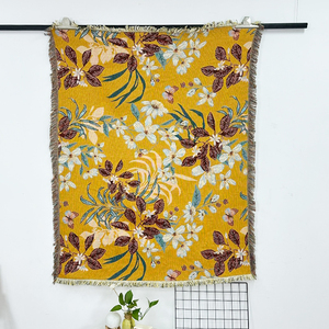 Wholesale Jacquard Woven Boho Blanket Floral Plant <strong>Tapestry</strong> Throw Rug Custom Size Decor Couch