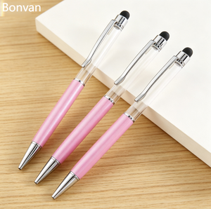 Custom Logo Clear <b>Empty</b> Tube Touch Stylus Rotating Metal Ballpoint Pen Multi‑color For Office Wholesale <b>Gift</b> - Product Image 1