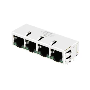 Connecteur modulaire rj45 femelle, 4 ports, 1x4, avec bouclier pour la fabrication en Ethernet