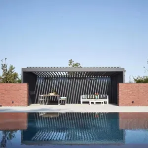 Tende da sole di lusso all'aperto con feritoie da giardino terrazza a baldacchino impermeabile Gazebo elettrico pergolato in alluminio bioclimatico