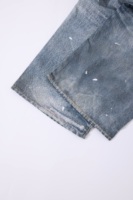 Jean en denim tricoté pour homme, nouvelle collection printemps-été, style streetwear, taille mi-haute, 100% coton, lavable, coupe droite ample