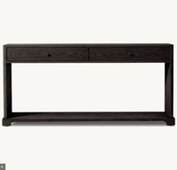 Table d'entrée GENEVIEVE en chêne massif de style mid-century avec tiroir de rangement, meuble durable pour salon et couloir