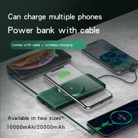 Chargeur portable sans fil 10000mAh avec écran LED Câbles intégrés Banque d'énergie sans fil USB C PD Batterie à chargement rapide