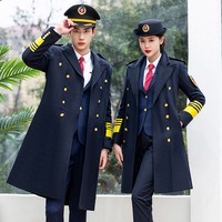 Manteau unisexe d'hiver pour concierge, uniforme pour la sécurité des biens immobiliers ferroviaires, service professionnel