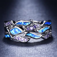 Nouveau Platine Opale Anneaux De Mode Creux Rayé Zircon Anneaux Hommes Simple Personnalité Anneau Bijoux En Gros