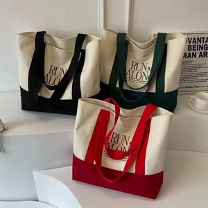 <strong>Beige</strong> Color Waterproof Heavy Canvas Handbags Solid Hard Cotton Shopping Bags