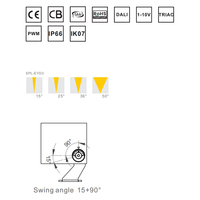 Projecteur LED extérieur en aluminium IP66 IK07 DC/AC, dimmable, détachable, pour jardin