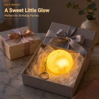 Porte-clés LED lumineux en forme de boulette vapeur, jouet anti-stress avec chaîne à billes, breloque lumineuse à presser pour enfants et filles