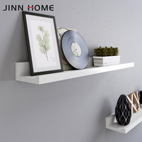 Lot de 2 étagères flottantes en bois blanc pour salon, cuisine, hall, rangement pour cadres photo, livres, étagère d'angle murale