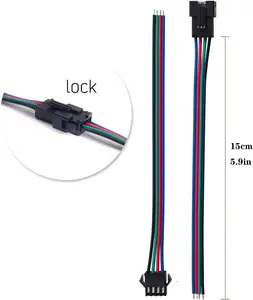 4ピンJSTSMオスプラグLEDコネクタケーブル、15 cm長線付き22AWGLEDコントローラーRGB用母性コネクタケーブル