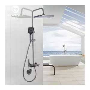 现代壁挂式浴室方形淋浴喷头耐高温淋浴臂压力淋浴喷头套装