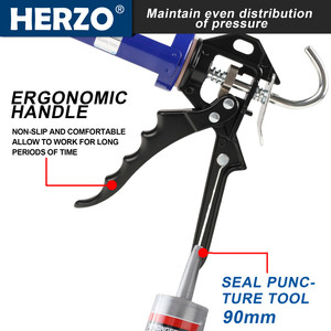 Herzo 9 ''אקדח פלסטיק מקבץ 1500n ידני מכונת אקדח דבק aulk עם ידית