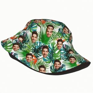 Custom Hawaiian Tropical <b>Leaves</b> Bucket Hat for Men & Women Personalized Fisherman Cap With Cartoon Pattern for Summer Beach - Product Image 5