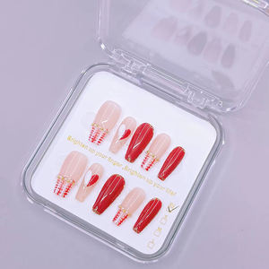 Marque privée Vente en gros Long carré en vrac Court <span class=keywords><strong>Faux</strong></span> pointe française Coréen 3d Personnalisé Acrylique Fait à la main Gelée à poser sur les ongles - Product Image 1