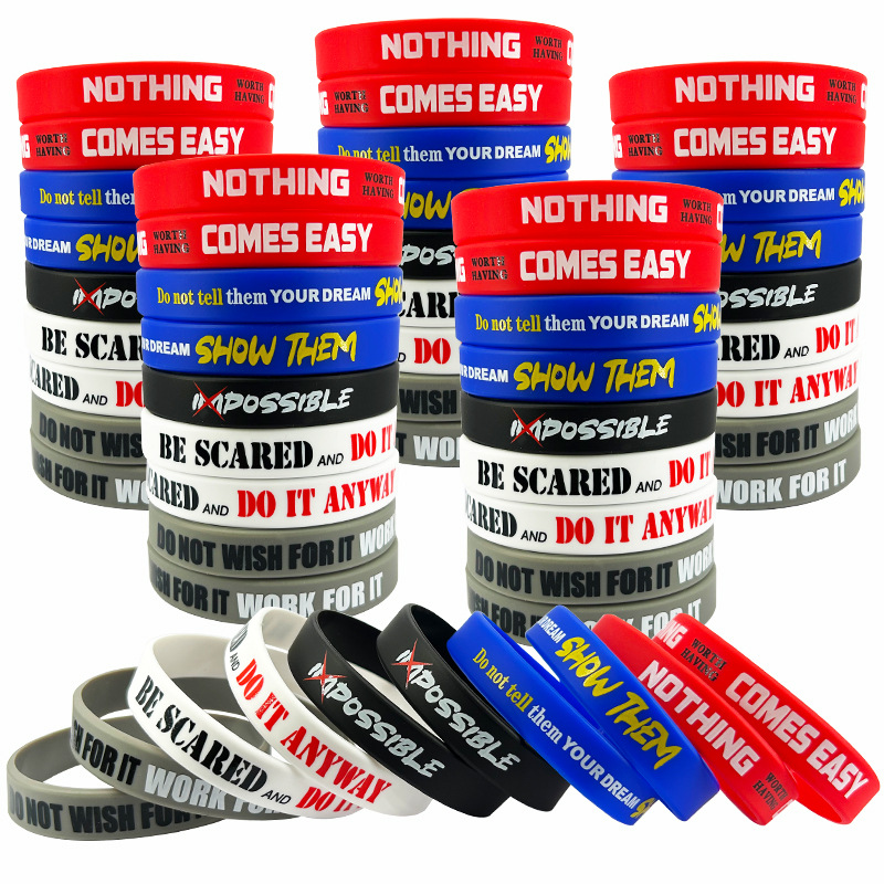 Six bracelets de motivation colorés, deux de chaque