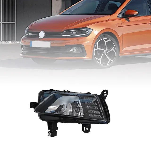 DRL LED Fog Lamp Luz diurna Luz de nevoeiro para VW Polo 2017-