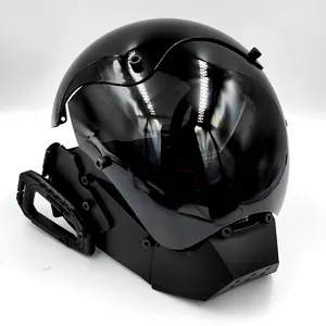 Zwart Cyberpunkmasker, Halloween Cosplay Kostuum Riddermasker, Futuristische Techwear Helm Cool Cybermasker