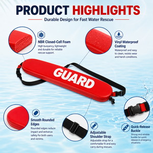 Tubo di salvataggio NBR per bagnini, boa galleggiante impermeabile con cinturino regolabile per piscina, spiaggia e salvataggio in acqua - Product Image 3