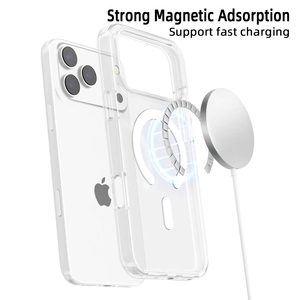 Coque de téléphone magnétique pour iPhone 15, série iPhone 16, TPU+PC transparente, compatible avec la charge sans fil, pour iPhone 16, série iPhone 17 - Product Image 2