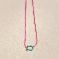 Collier ras-du-cou coloré en émail avec fermoir fer à cheval pour femme, plaqué or 18 carats, chaîne maille forçat, bijou de mode, cadeau