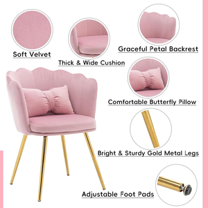 Ensemble de chaises d'appoint modernes et confortables pour commode, pieds en métal, fauteuils luxueux en velours <span class=keywords><strong>rose</strong></span> beige - Product Image 2