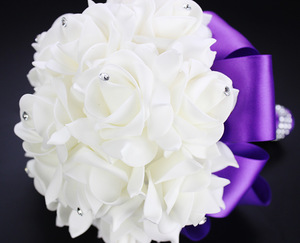 Bouquet de mariée créatif Drea, bouquet de mariée blanc, roses artificielles, fleurs de mariage, bouquet de mariée élégant - Product Image 5