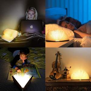 Venta al por Mayor de Productos Populares 2025, Lámpara de Libro Plegable de Papel con Luz Nocturna LED USB Recargable de Madera - Product Image 4