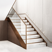 Escalier droit moderne et durable sur mesure, marches en marbre blanc, acier galvanisé, pour appartements
