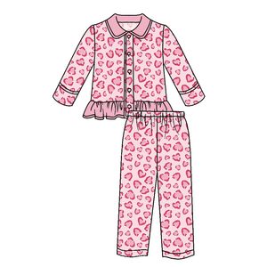 Prix de gros Nouveau style Automne/Hiver Ensembles de pyjamas boutonnés pour garçons et filles Col rond Mignons et confortables Vêtements de nuit - Product Image 1