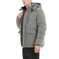 Veste matelassée épaisse à capuche et col montant zippé, brodée et enduite sur mesure, grande taille, décontractée, pour homme, hiver, service OEM Chine