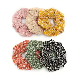 Mio Haarband Voor Vrouwen Bloemenprint Scrunchies Kleurrijke Holle Stijlvolle Haarband Koreaanse Stijl Bloempatroon Verse Banden