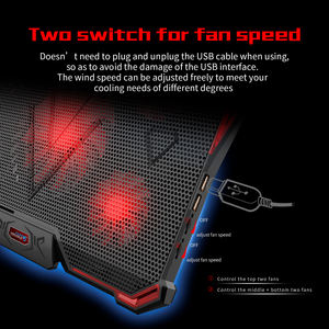 Produit phare : Support de refroidissement pour ordinateur portable de jeu avec 5 ventilateurs LED, hauteur réglable à 7 positions - Product Image 3