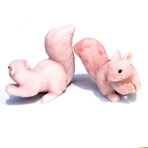 도매 고품질 수제 크리스탈 동물 핑크 오팔 다람쥐