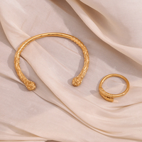 Dreamshow Black Myth Wu Kong Jin Gu Bang Design Bangle Ring Jewelry Set Bijoux en acier inoxydable plaqué or 18k