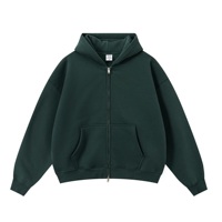 Sudadera con capucha Vintage para hombre, 100% algodón, ropa informal pesada, de gran tamaño de doble punta sudadera con cremallera, sudadera con hombros caídos en blanco para hombre