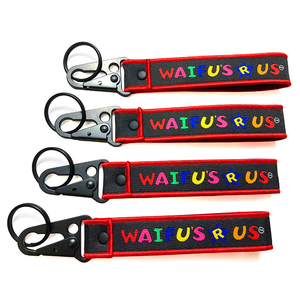 Custom Logo Promotional Keychains & Carabiners Safe Woven Lanyard Wrist Strap Lanyards Keychain with Logo