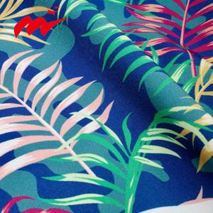 MOQ rendah kustom desain daun tropis 125gsm polos Woven 100D poliester 4 cara peregangan dicetak kain untuk kemeja pria - Product Image 5