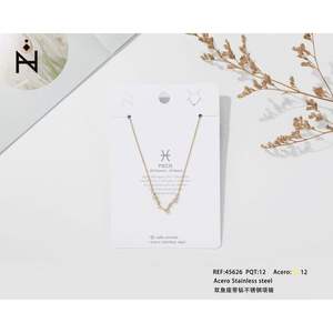 Collar con Cuentas de Acero Inoxidable, Diseño del Zodiaco Piscis, Joyería de Moda - Product Image 1