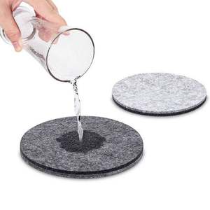 Round <b>Felt</b> Drink Coasters With Holder <b>Felt</b> Coaster Set <b>Felt</b> Glass Cup Mat <b>Pad</b> - Product Image 2