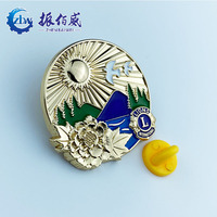 Badge en alliage de zinc émaillé personnalisé avec motif paysager créatif, plaqué or, moulé sous pression, finition émail dur, taille et couleurs personnalisables