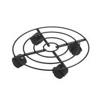 Plateau de déplacement pour plantes en métal noir rond pratique avec 4 roues, plateau roulant pour plantes en pot d'intérieur et d'extérieur