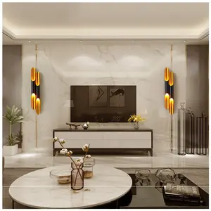 الألمنيوم الحديثة الخيزران أنبوب شكل الجدار الخفيفة حتى أسفل 2 أضواء LED الإبداعية غرفة المعيشة الديكور الذهب ضوء أسود