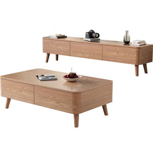 Mueble de TV de madera maciza de fresno estilo nórdico con almacenamiento para sala de estar moderna - Product Image 5